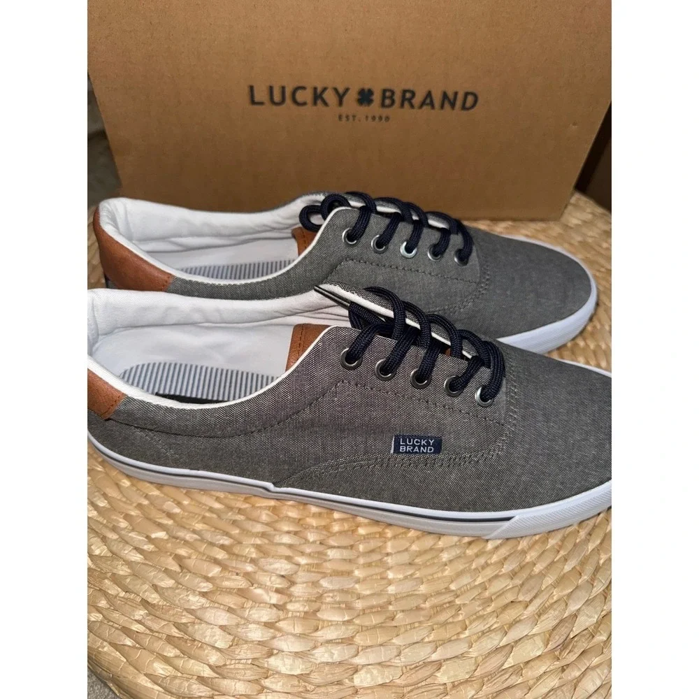 Lucky‎ Brand Canvas Sneakers Gray Navy Lace-Up Men's Size 9.5 NIB